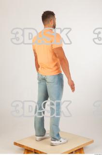 Whole body orange tshirt light blue jeans of Harold 0006